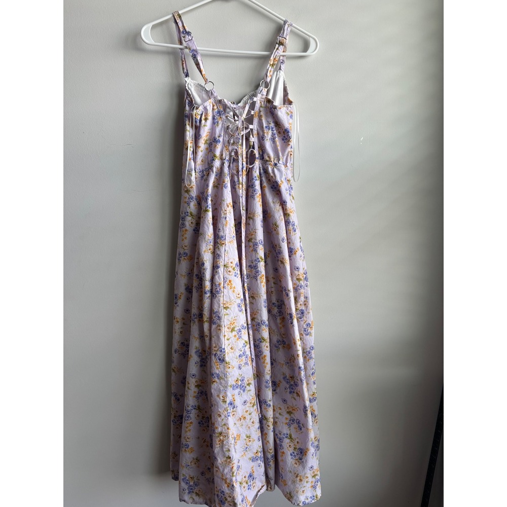 Haute Monde Lavender Floral Midi Dress Women Size L - Picture 2 of 8